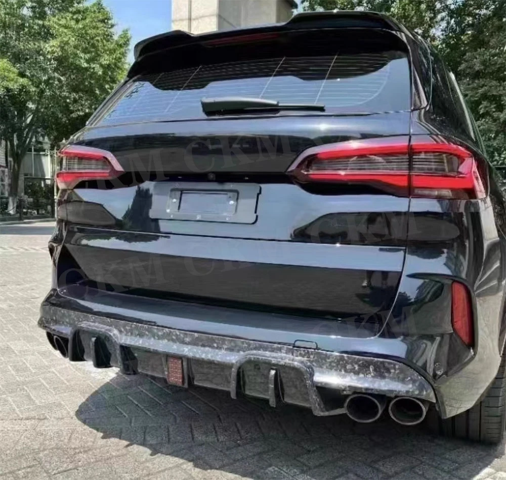 

Dry Carbon Fiber For BMW F95 X5M F96 X6M 2020-2024 Rear Bumper Diffuser Lip Splitter Spoiler Diffuser With Brake Light FRP