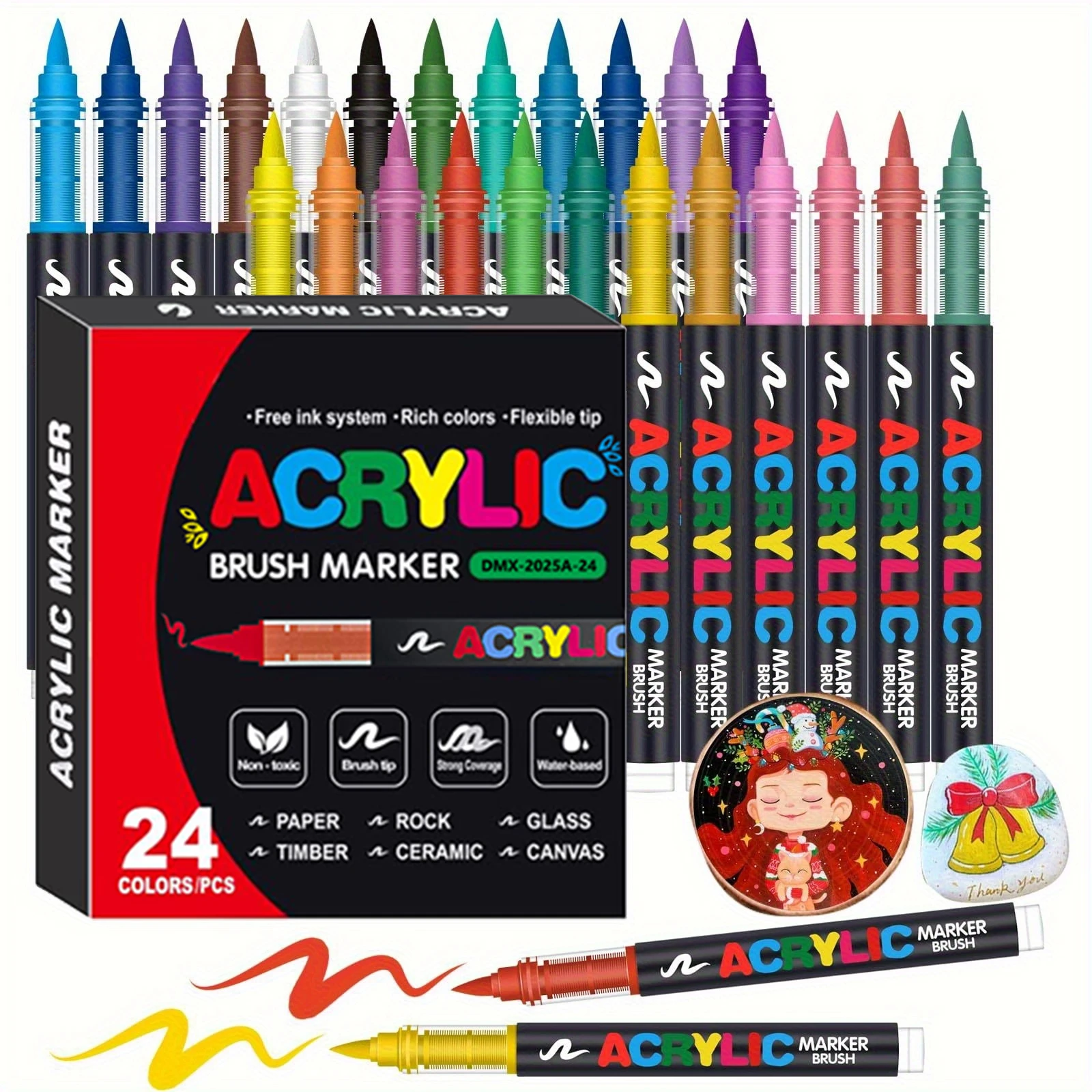 12-366 kleuren acrylverfmarker Waterdichte acrylborstelmarker Professionele acrylmarker Set DIY-kleurkunstbenodigdheden