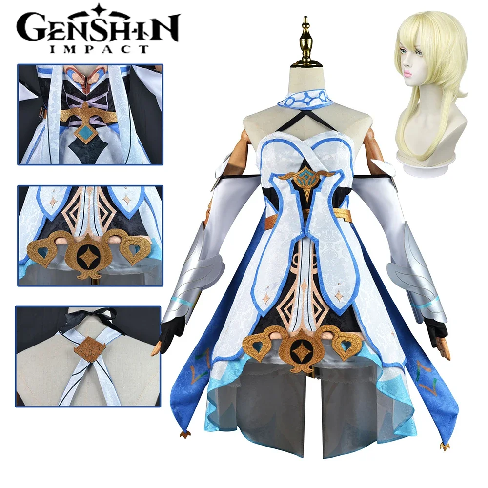 Lumine Cosplay Dress Game Genshin Impact Lumine Genshin Cosplay Costume Dress Wig Halloween Carnival Costumes for Women Girls