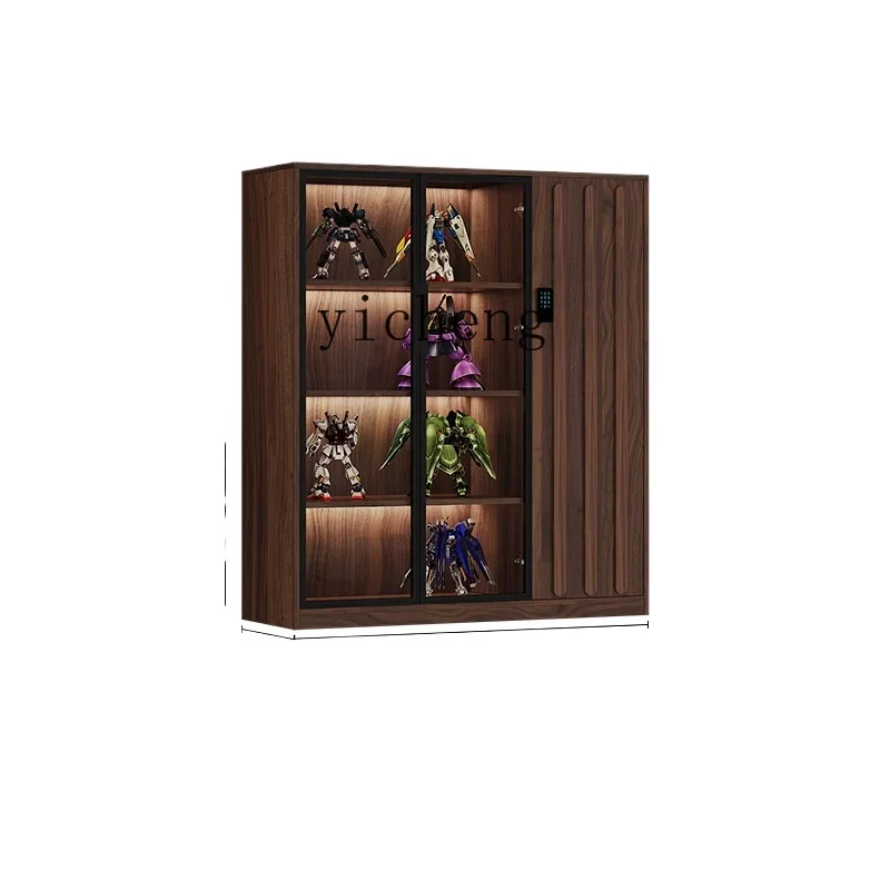 LYY Solid Wood Hand-Made Lego Blind Box Display Cabinet Dustproof Glass Door Bookcase Trendy Cartoon Model Showcase