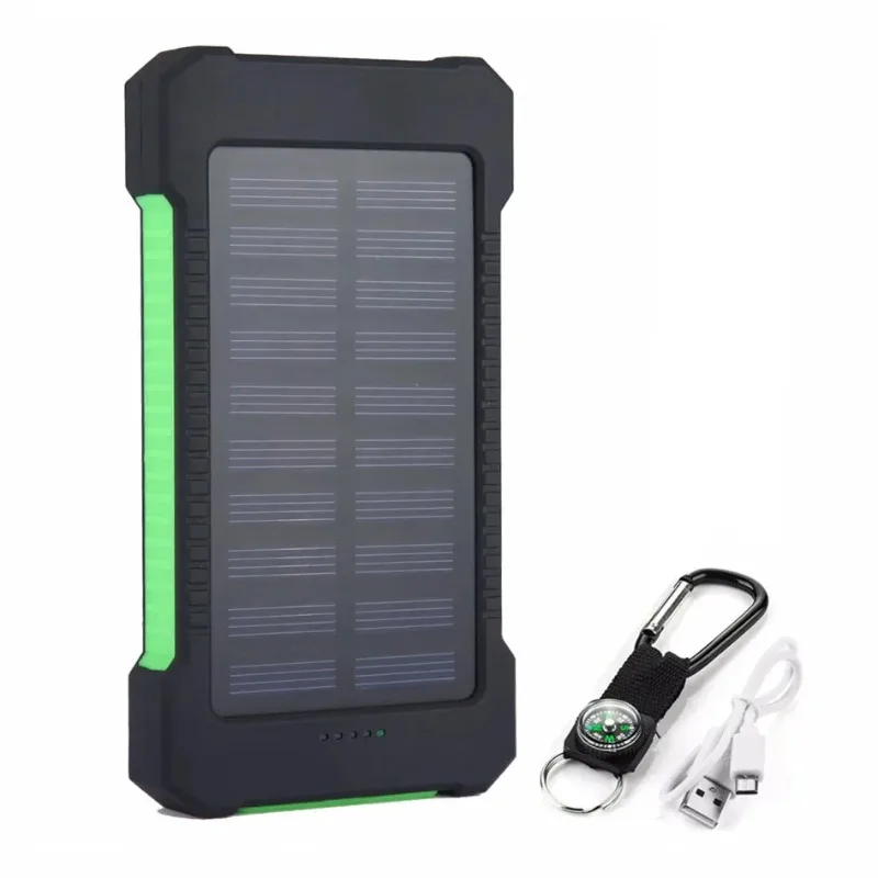 10W 20000mAh Solar Waterproof Emergency Charger External Battery Powerbank for IPhone/ Xiaomi MI Samsung LED SOS Light