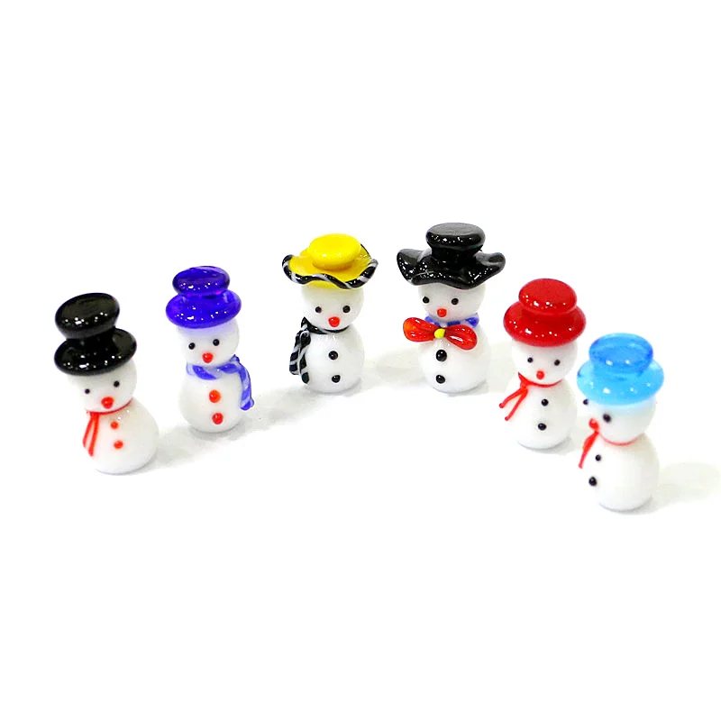

Christmas Decoration Cute Miniature Glass Snowman Figurine Ornament for Home Desktop Fairy Garden Decor New Year Xmas Party Gift