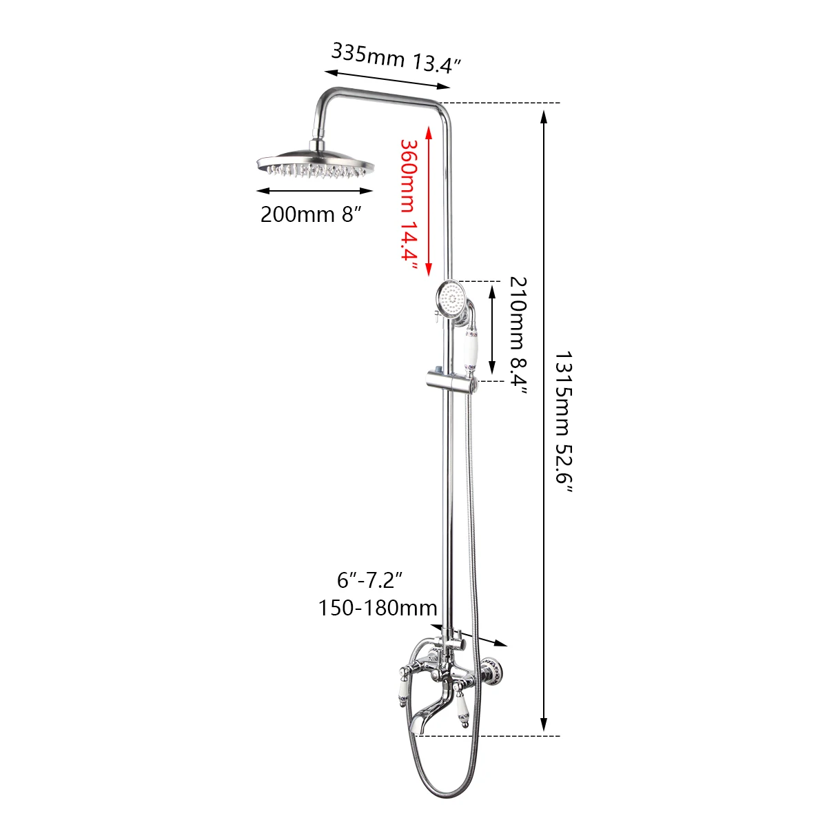 Imagem -02 - Kemaidi-polish Chrome Torneira do Chuveiro Spray de Mão Alça de Alavanca Dupla Misturador de Função Tripla