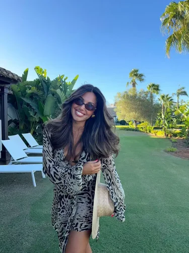 Imagen 2 del producto ETJ 2025 nueva moda animal estampado de grano vestido cruzado sexy interior con cuello en V vacaciones viento es faldas con dobladillo asimétrico