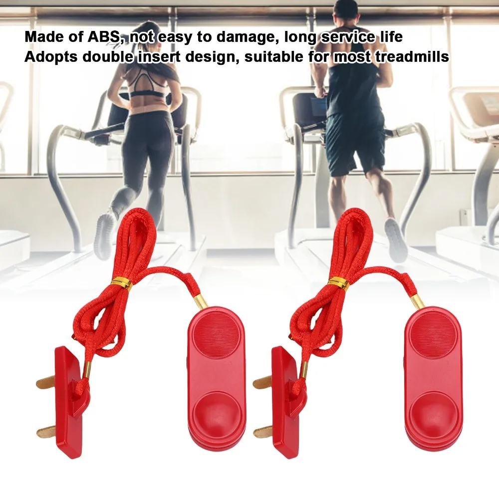 2pcs Rectangular Double Insert Treadmill Security Key 12.5x40mm Size Red Emergency Stop Switch Universal Safety Key