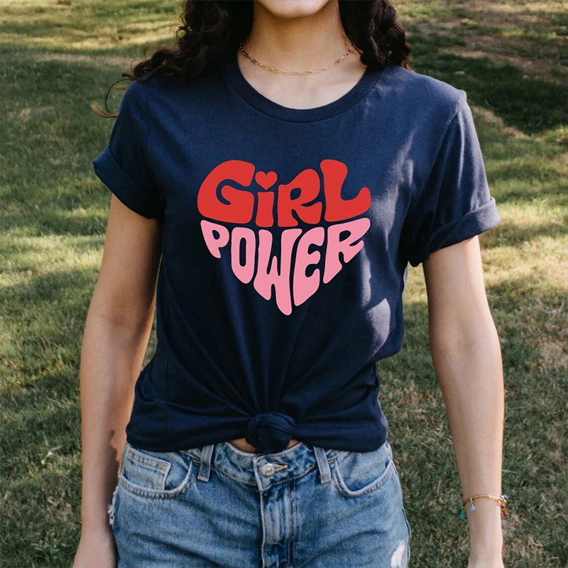 

Retro Girl Power Letters Printed Womens Clothes Feminist Graphic T-shirt Vintage Short Sleeve O Neck Tops Empowered Dropshipping