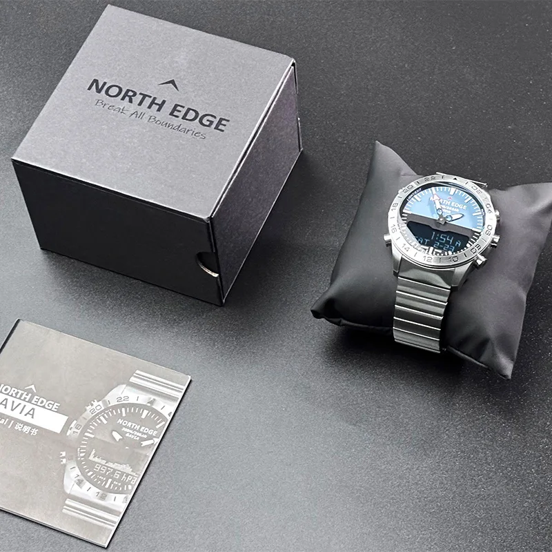 NORTH EDGE Mens Dive Watch Military Army Luxury Full Steel Smartwatch Compass Altimeter Barometer Digital Clock Waterproof 200m