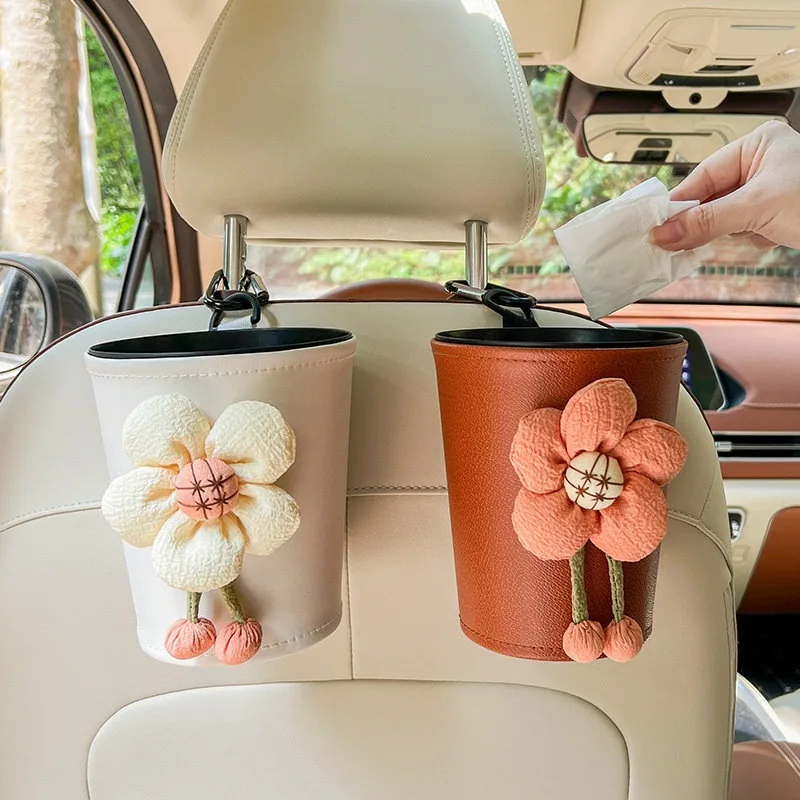 Car Seat Back Trash Bin, Multifunctional Storage Bucket, Portable Auto Interior Organizer Accessories for Ladies