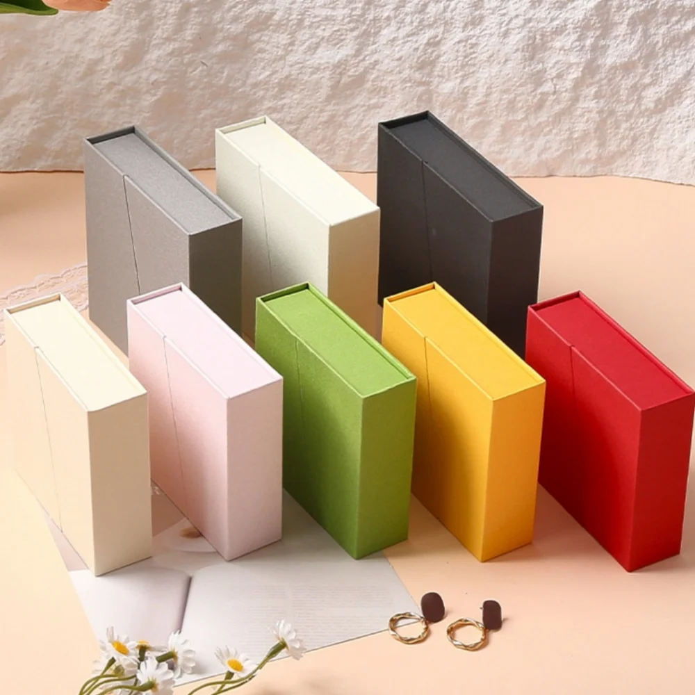 Dual-opening Magnetic Flip Jewelry Packaging Box Earring Necklace Ring Jewelry Organizer Box Thick Kraft Paper Jewelry Box