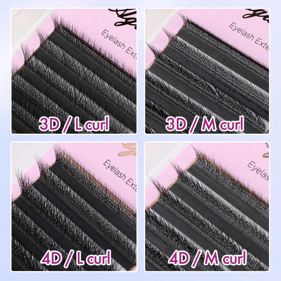 L M (LU ) Curl W Shape Eyelash Extensions Automatic Flowering YY 3D 4D Hand Woven Premium Soft Mink Natural False Lashes Cilios