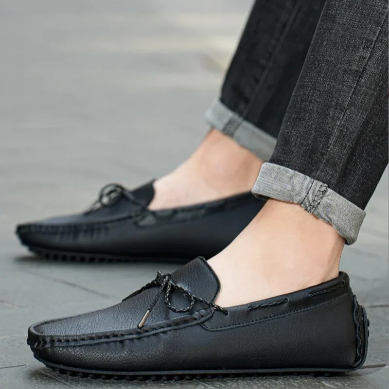 

Мужская повседневная обувь из натуральной кожи, роскошные брендовые мужские лоферы, мокасины, дышащие черные туфли без шнуровки, размер 38-46