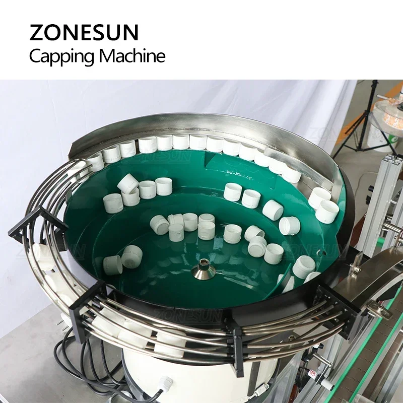 ZONESUN ZS-XG1870P Auto Capping Machine with Vibratory Bowl Feeder 18-70mm Bottle Capper Pressing Tighten for Perfume Cosmetic