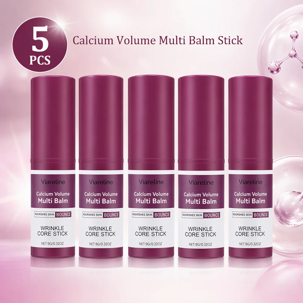 Bastão Multiuso de Colágeno e Cálcio Antirrugas para Pescoço, Rosto e Contorno dos Olhos, Hidratação Profunda, Cosméticos Coreanos, Kit com 5 Peças