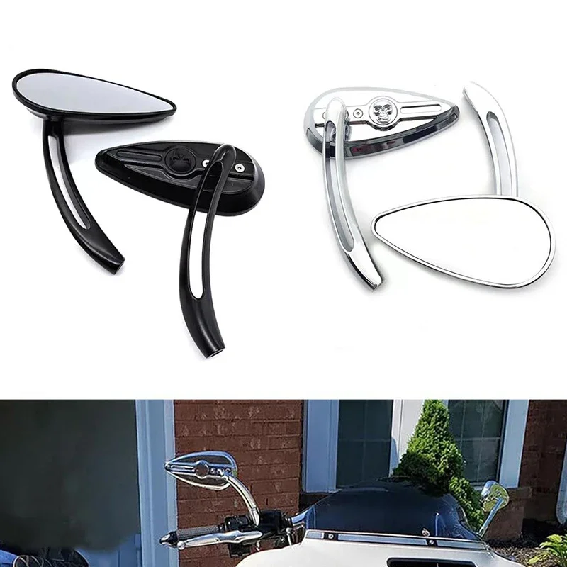 

Мотоциклетные черные/хромированные зеркала заднего вида с черепом, боковое зеркало заднего вида для Harley Street Glide Special Sportster 1200 883