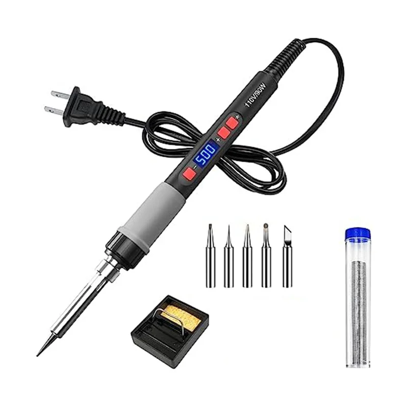 Soldering Iron Kit, 80W LCD Digital Display Adjustable Temperature Solder Iron 180 to 500°C, for Soldering US Plug