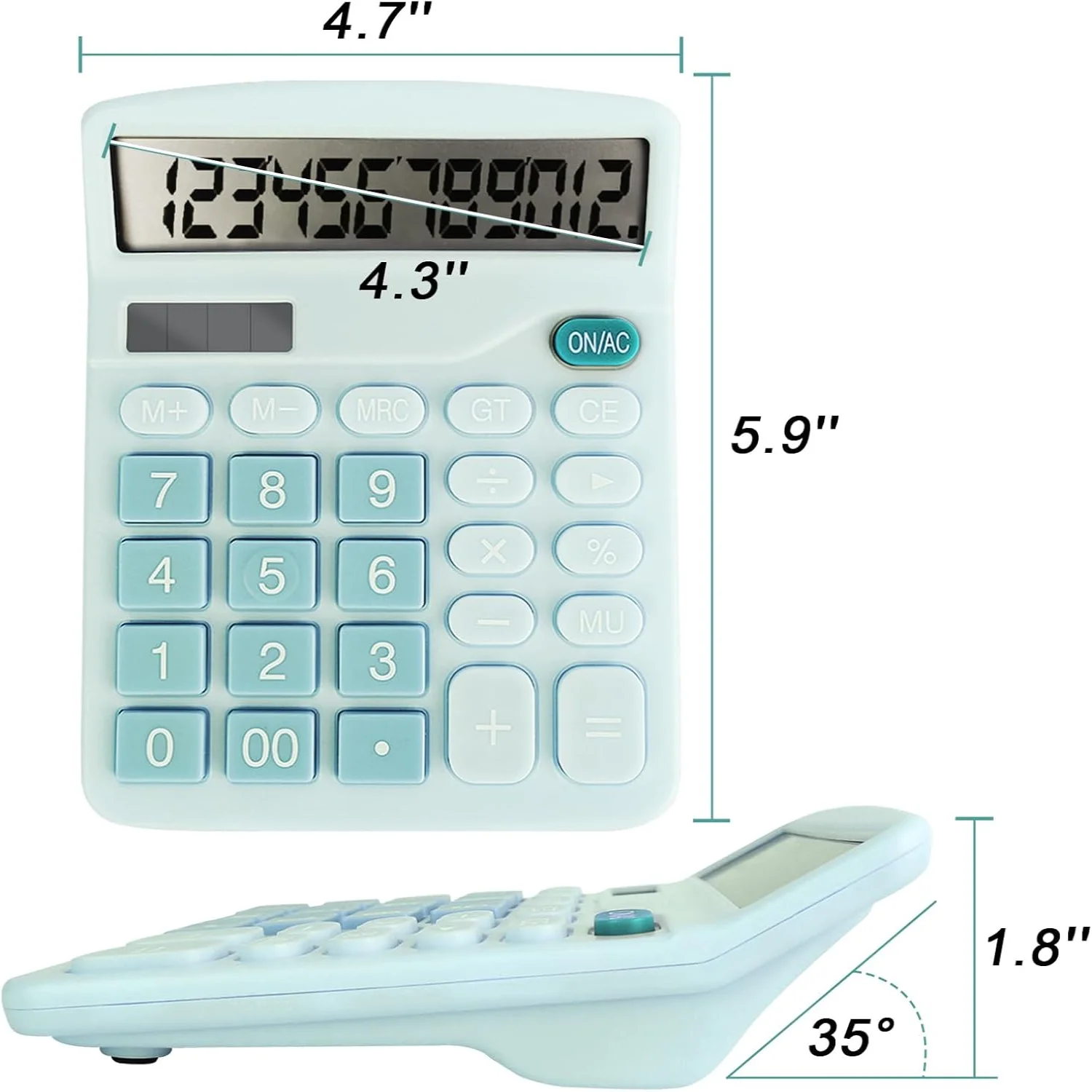 Calculator with Comfortable Large LCD Display, 12 Digits Calculators Desktop, Tilt Screen, Big Button, Desk Calculator with Dual