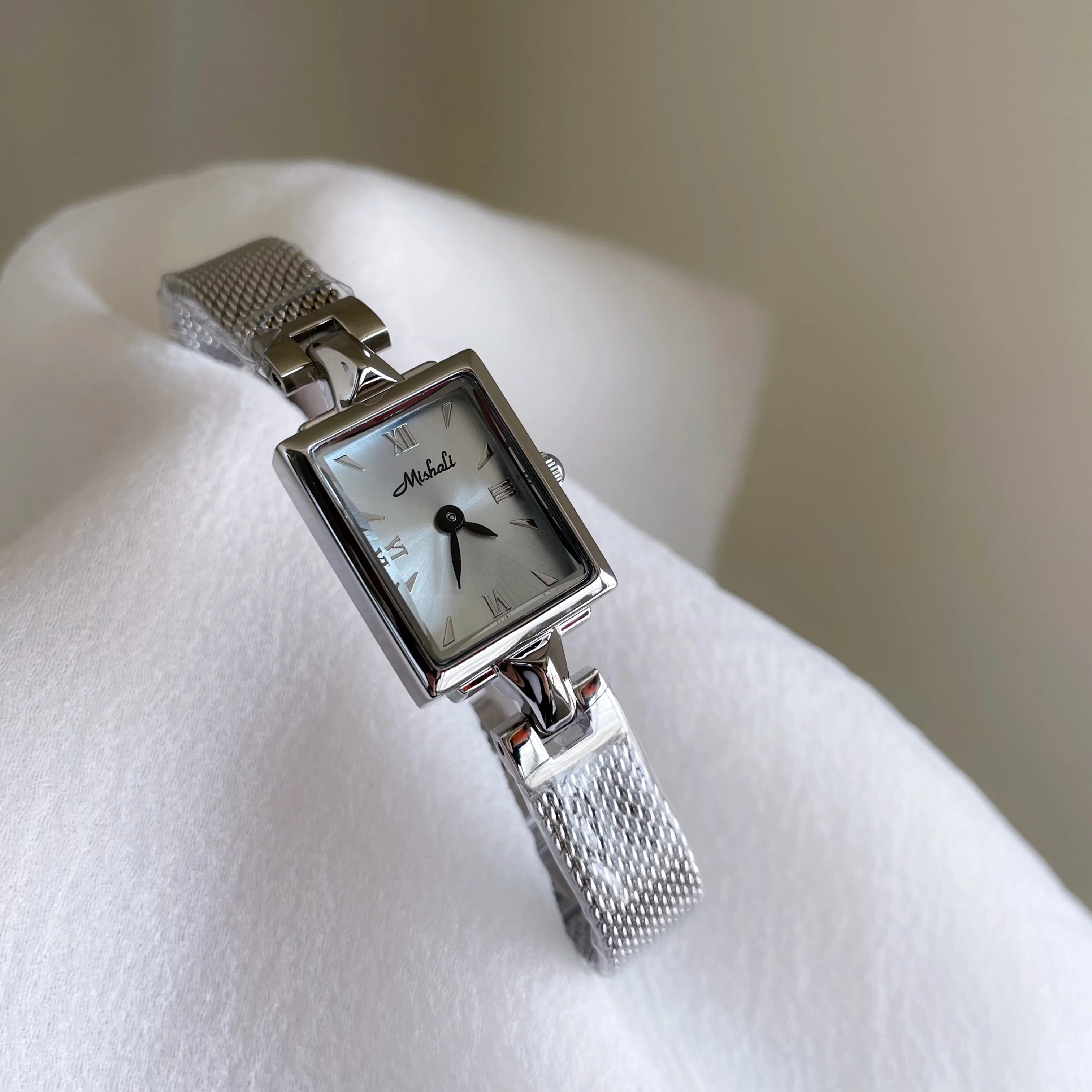 

Elegant Women'S Wristwatch, Ice Blue, Sophisticated Square Design With Steel Band, 2026 New Style, Perfect Gift For Women.