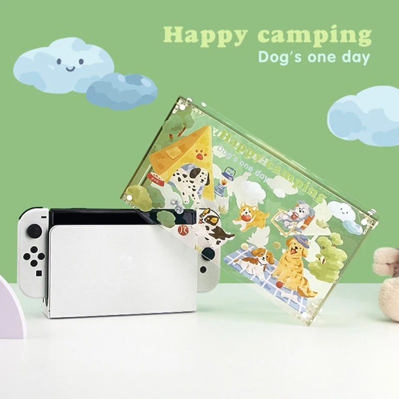 For Nintendo Switch Case OLED/NS Accessories Cartoon Transparent Acrylic Hard Dust Cover For Switch Accessorie Console Games