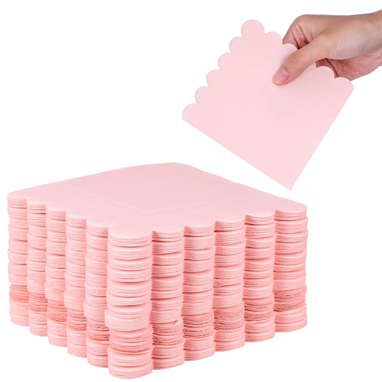 

150 Pcs Pink Napkins Disposable Scalloped Design Soft Comfortable Party Dinner Napkins Lunch Supplies Cute Vanities