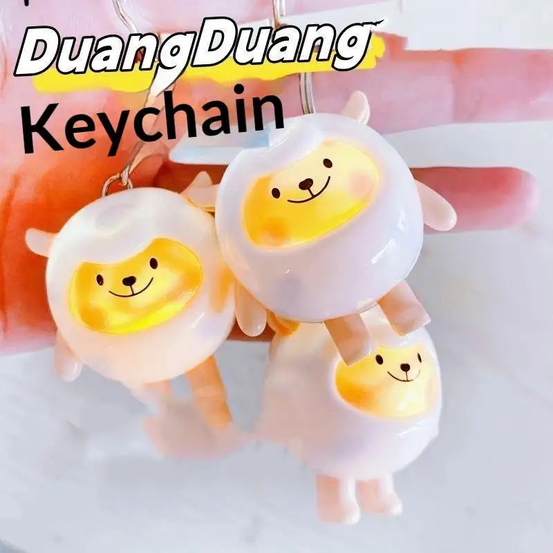 Cartoon Anime Mini Sheep Keychain Sound Making Glowing Lamb Pendant Creative Bag Hanging Decor Halloween Trick or Treat Gift