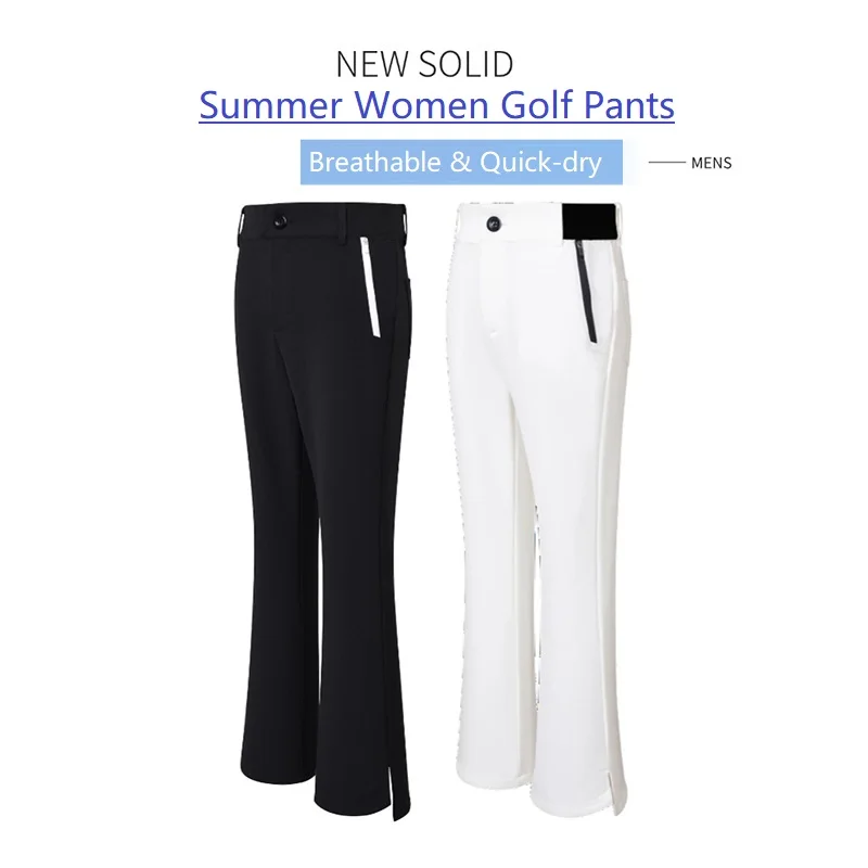 Summer Women's Golf Trousers Thin Flared Pants Ladies High Waist Elastic Casual Golf Pants Zipper Pocket Athletic Sweatpant