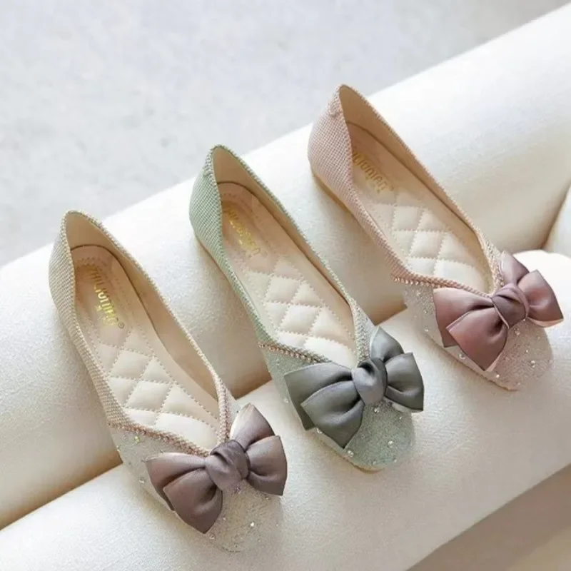 2024 Elegant French Shallow Cut Flat Shoes Comfortable and Casual Loafers Women's Bow Decoration Sweet Women's Shoes