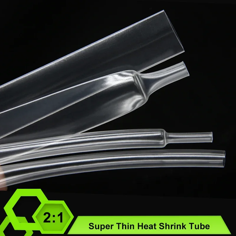 1/5m Super Thin Heat Shrink Tube Clear 1~ 20mm Flexible Earphone Line Heat Shrinkable Tube Audio Cable Sleeve Wrapping Sheath