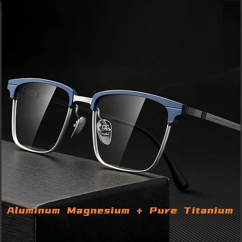 

OLLYMURS Ultralight Luxury Aluminum Magnesium Fashion Square Glasses Frame Pure Titanium Optical Prescription Eyeglasses Frame