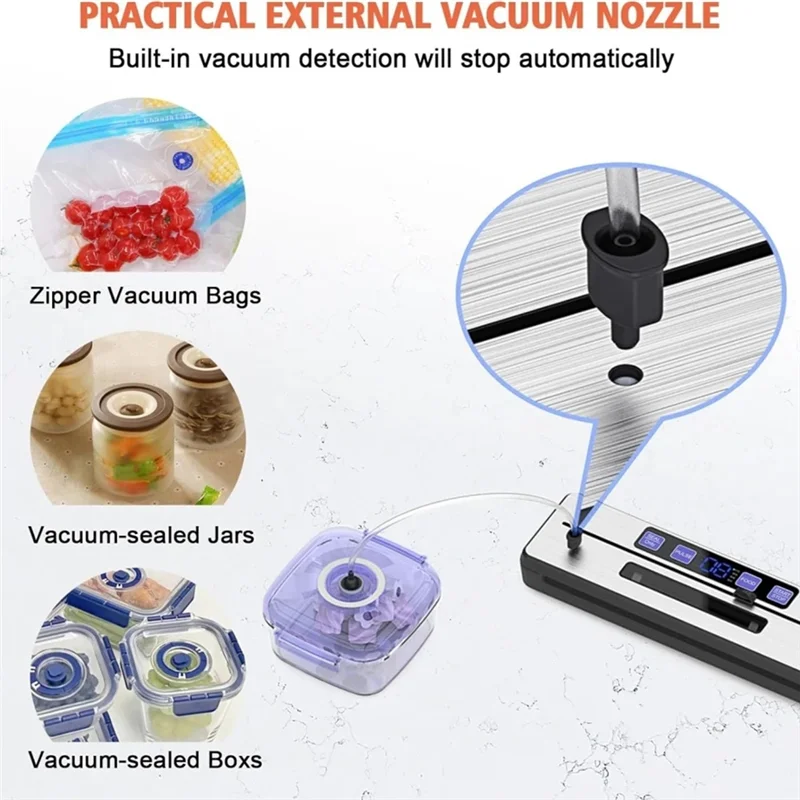 ABLN-Vacuum Sealer Machine Food Sealer Pro Sealer Machine With 5 Bags & Accessory Hose & Bulit-In Cutter EU Plug