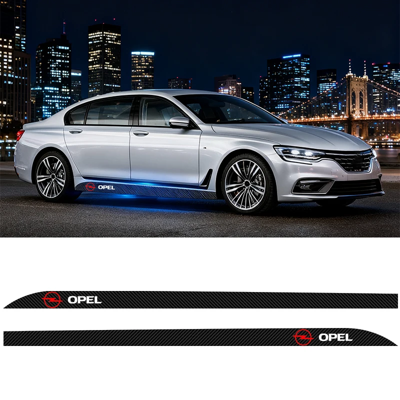 2PCs Car Door Side Skirt Car Body Decal Carbon Fiber Art Stickers For Opel Insignia Astra Antara Meriva Zafira H G Corsa