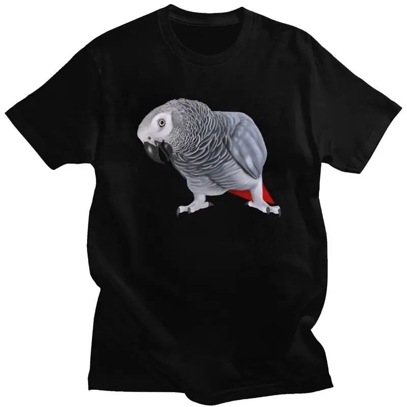 Custom African Grey Parrot T Shirt Men Short Sleeve 100% Cotton T-shirt Cockatiel Psittacine Bird Tees Streetwear Tshirts
