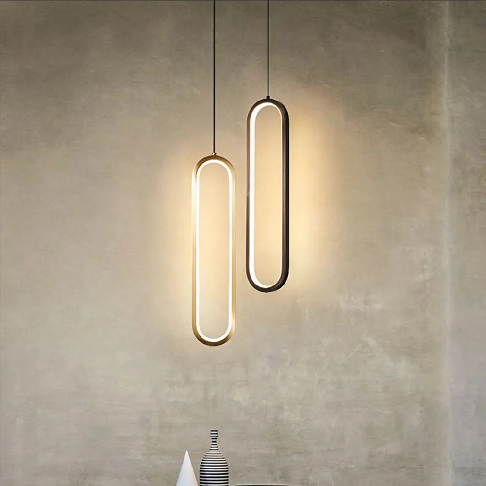 

Minimalist LED Pendant Light Gold Black Long Line Light AC 110V-220V Bedside Decorative Lamp 3000K-6000K for Bedroom Living Room