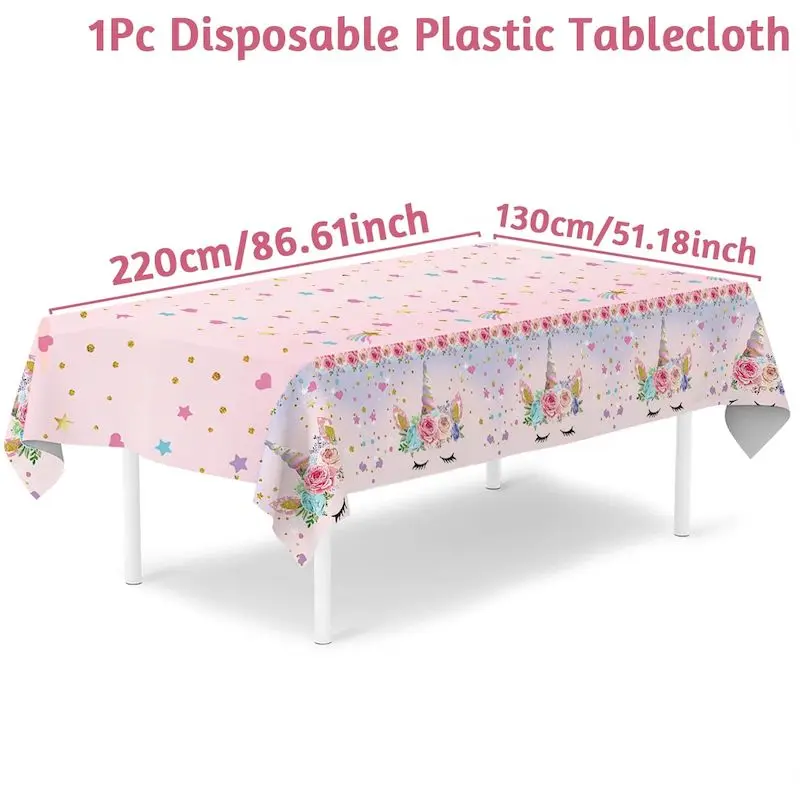 VIKAMA Unicorn Rainbow Tablecloth, 6 Designs, Waterproof Washable Table Cover for Kitchen Dining Party