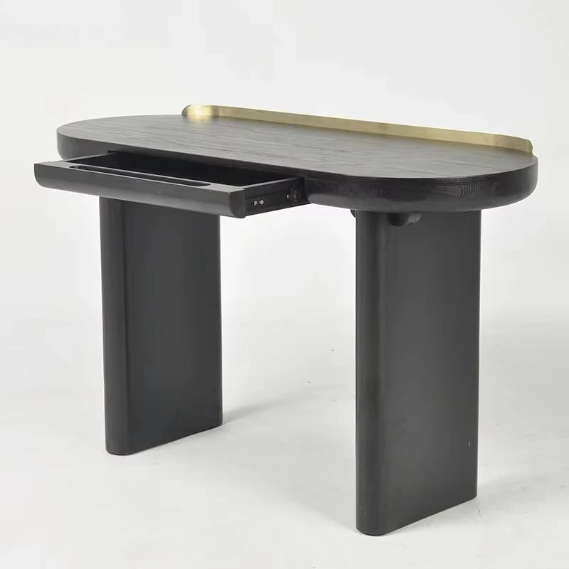 

Gold chrome trim 1 drawer desk home office computer desk