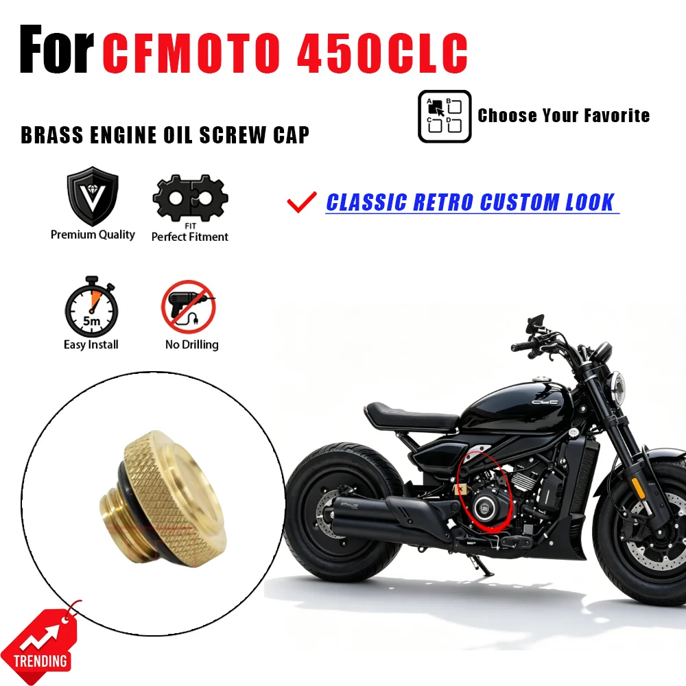 

For CFMOTO 450CLC Motorcycle Engine Oil Screw Plug Brass Decorative Nut Cover Side Cap Guard Accesorios Moto 450 CLC Parts
