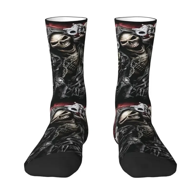 Death Skull Men Women Crazy Crew Socks Unisex Cool 3D Printed Horror Skeleton Dress Socks