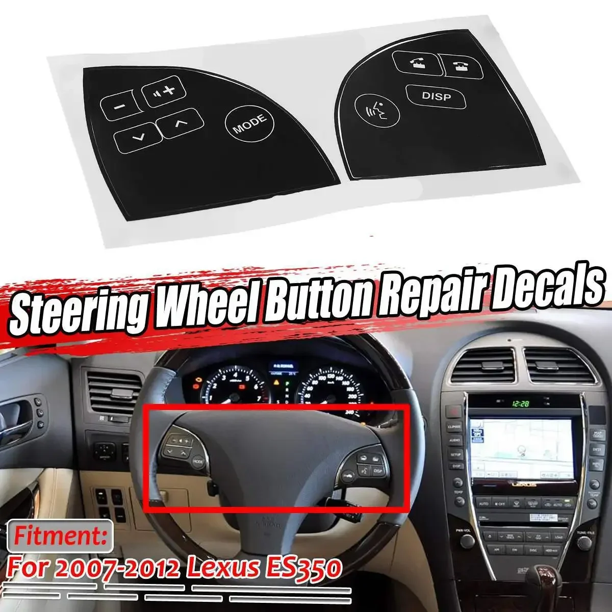 Car Steering Wheel Button Repair Decals Stickers Kit Accessories for Lexus ES350 2007-2012 Car Stickers