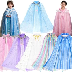 Girl Kid Tulle Costume Spring Autumn Fashion Print Cloak Princess Cosplay Cape Christmas Halloween Carnival Fancy Party Clothing