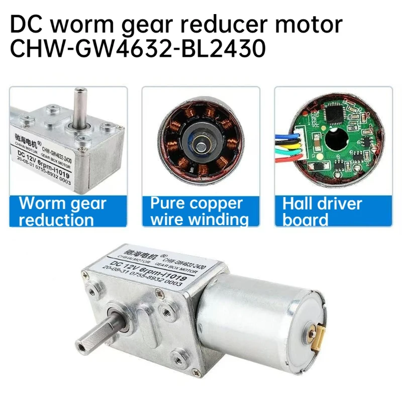 GW4632-BL2430 370 Brushless Silent Right-Angle Turbine Worm Reducer Motor with High Torque