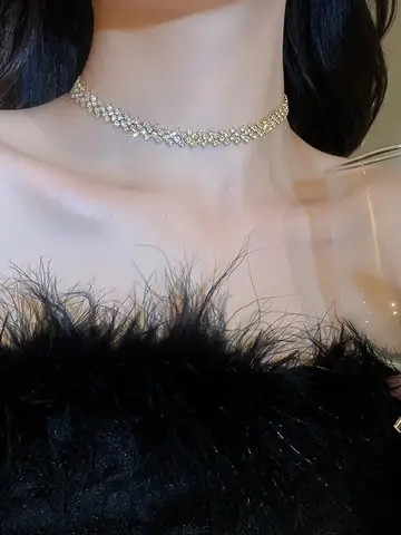 Luxury Shiny Full Rhinestone Choker Necklace for Women Personalized Geometric Crystal Necklaces Wedding Jewelry Party Gifts