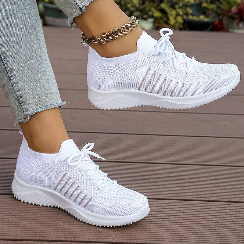 

White Breathable Sneakers for Women Summer 2025 Comfortable Sport Shoes Woman Fashion Slip on Tennis Running Shoes Women's Sheos