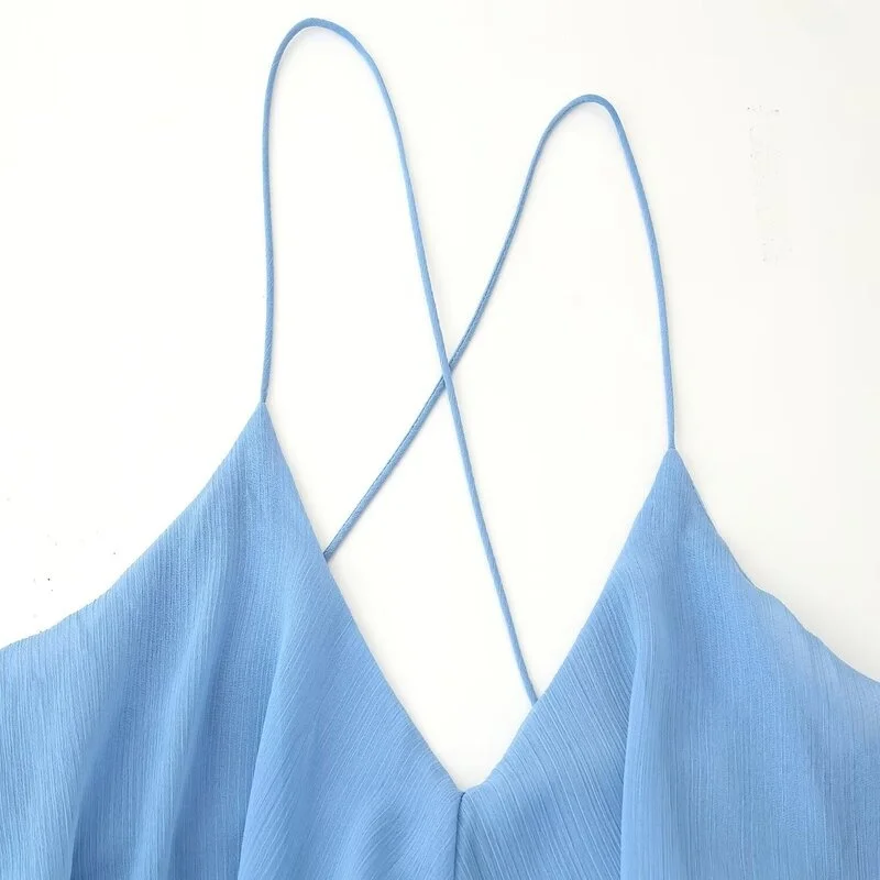 Vestido F Novo Lançamento Verão 2025, Camadas Decorativas, Sem Alças, Estilo E para o Dia a Dia, Sem Mangas, Ma...