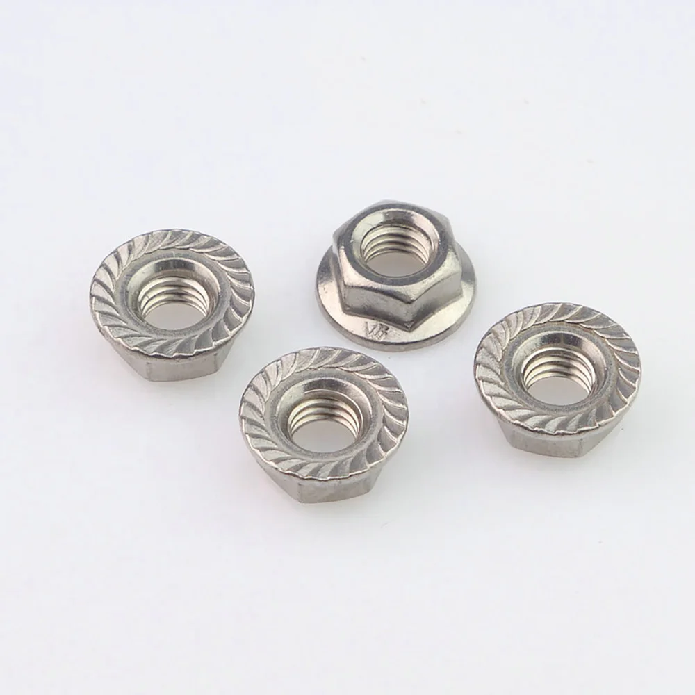 Reverse Tooth Left Hand Thread Self Lock Hex Flange Nuts 304 Stainless Steel Serrated Anti Slip Fastening Accessories M5 To M12