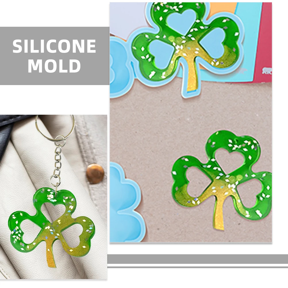 

2Pcs Shamrock Mold Blue Color Resin Jewelry Making Earring Making DIY Crafts Earring Pendant Accessories Charm
