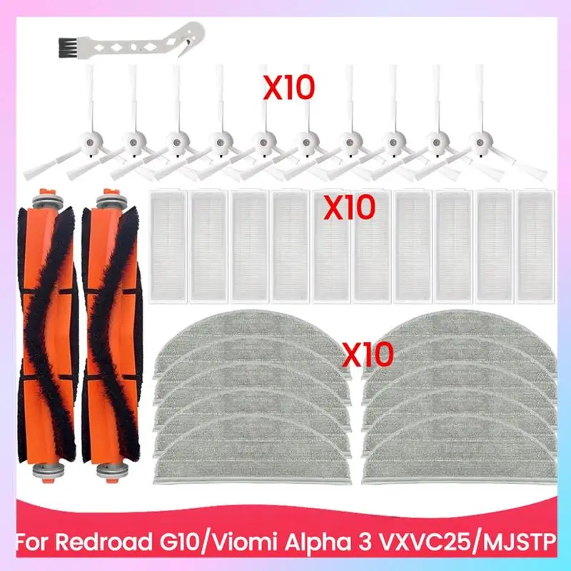 ABRG-For Redroad G10 Forviomi Alpha 3 VXVC25/MJSTP Robot Vacuum Cleaner Spare Parts Main Side Brush Hepa Filter Mop Cloth