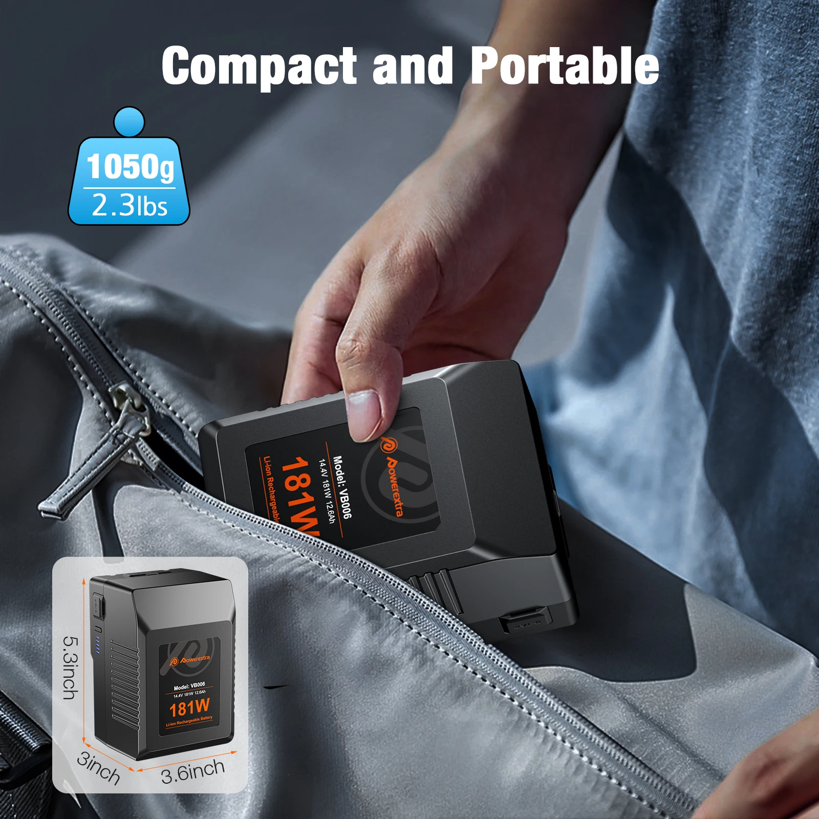 Powerextra V Mount V Lock 14.4v 181w Portable USB Replacement