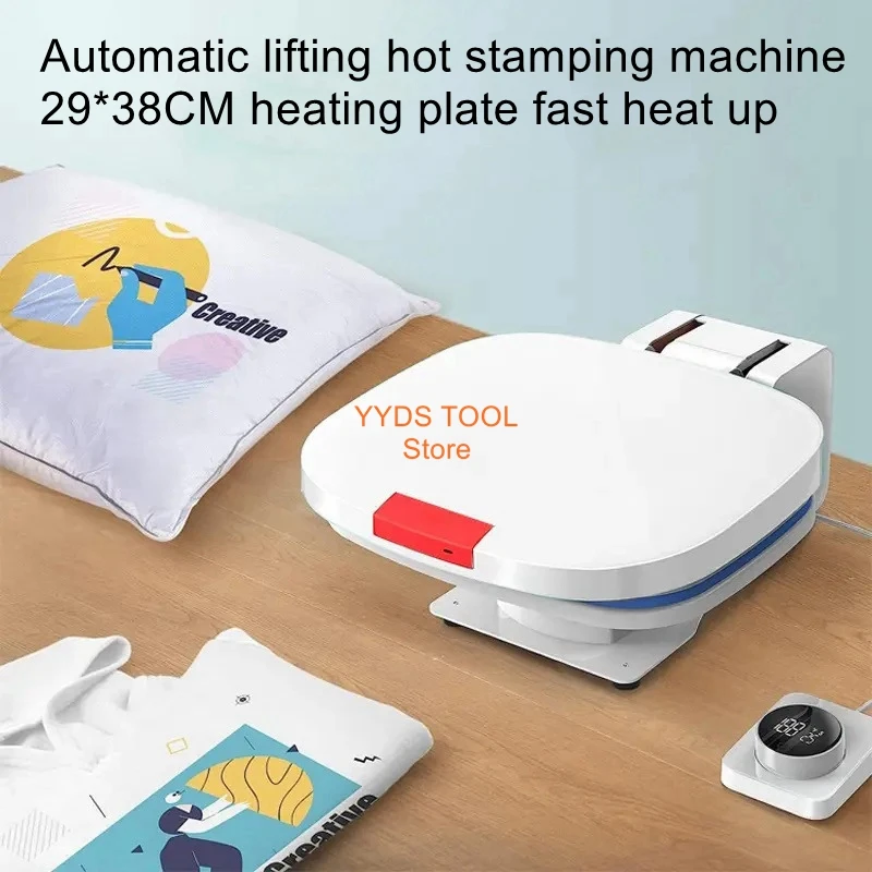 Home small automatic lifting hot stamping machine flat plate heat sublimation machine t-shirt printing ironing machine