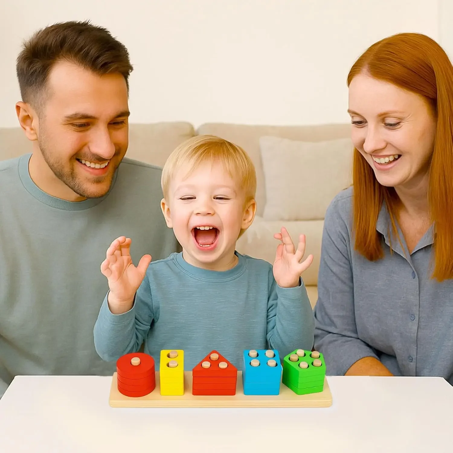 Wooden Sensory Toys for Toddlers Montessori Stacking and Sorting Learning Toy Activities Puzzles 20 PCS Medium