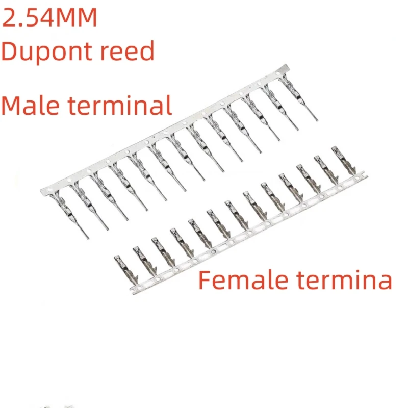 100PCS Cold Pressed Terminal, DuPont Reed, Female Male 2.54mm Pin, Crimping Head, DuPont Wire Terminal