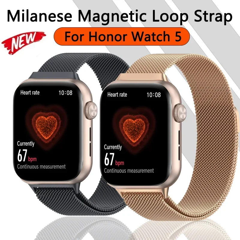 Milanaise-Magnetschlaufenarmband für Honor Watch 5, bequemes Metallarmband, austauschbares Honor Watch 5, Correa-Zubehör